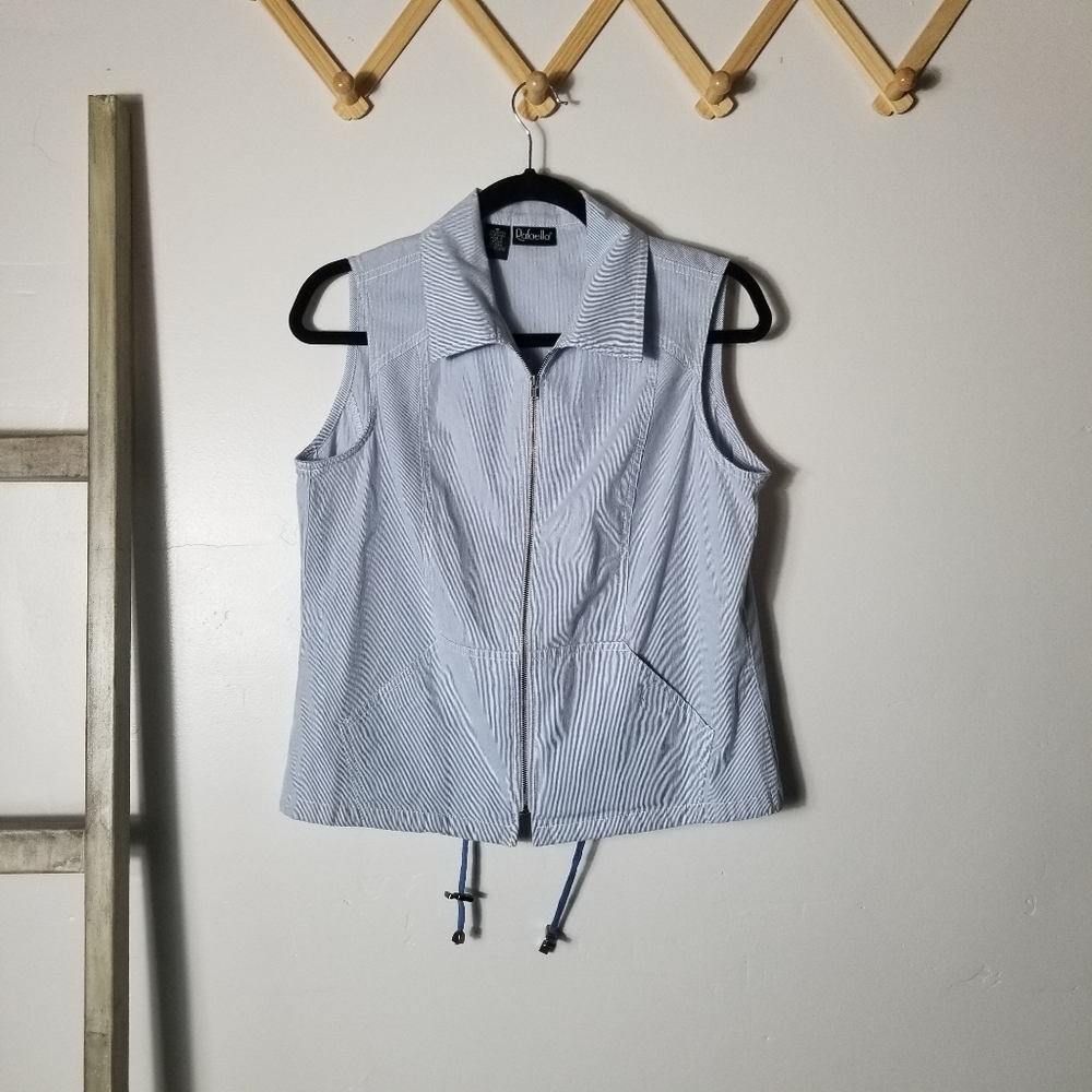 RAFAELLA ZIP UP BLUE AND WHITE STRIPED VEST SIZE 10